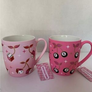 Sheffield Home Chic Pink Soft Touch Mug Dice and 8-Ball Design Coffee Tea Mugs